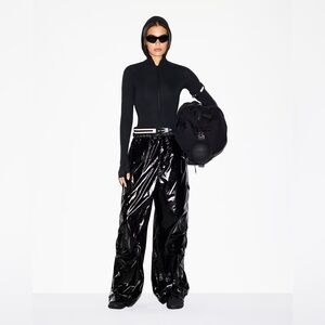 Nike Skims Collab Shiny Nylon Cargo Pants Obsidian Black NWT